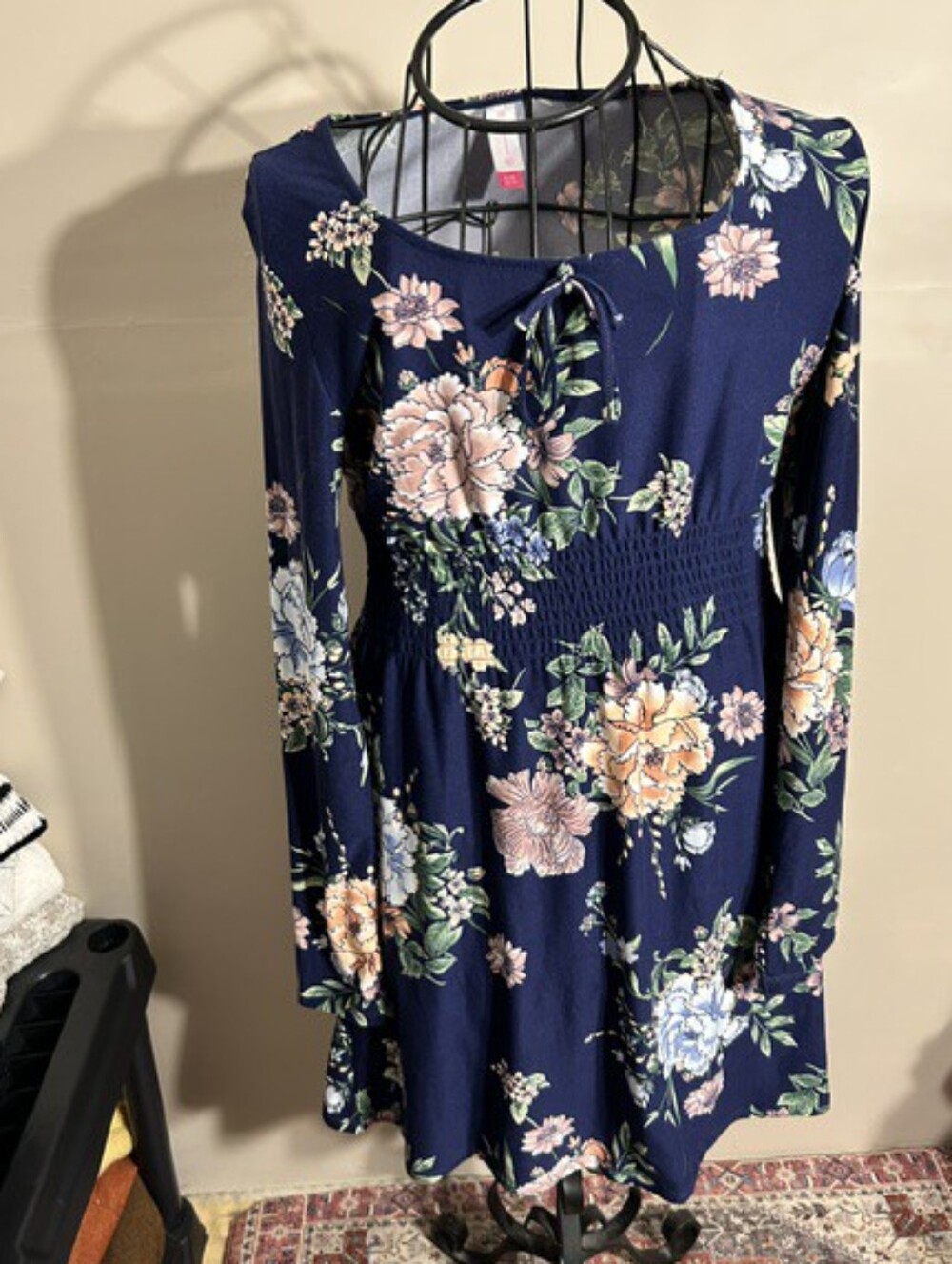 dress womens size extra large blue floral pink long sleeve  dress party